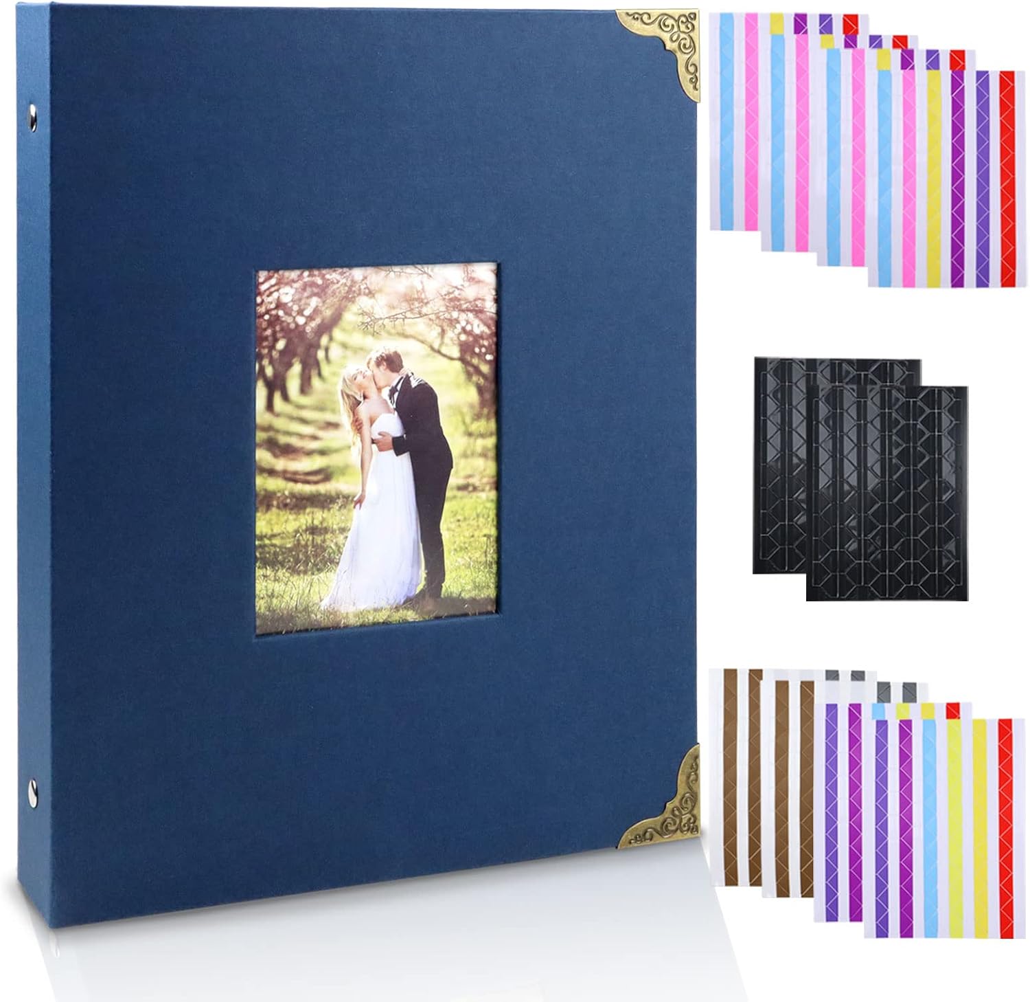 LELE LIFE Álbum de recortes – Álbum de fotos de tapa dura de 6 x 10 pulgadas, con 60 páginas de papel súper grueso de 12.35 ozm, carpeta de 3