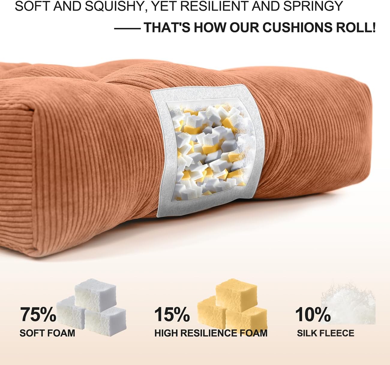 Lokex Cojín para silla mecedora, copetudo, antideslizante, cómodo, para interiores con lazos, cojines para silla mecedora a rayas, marrón