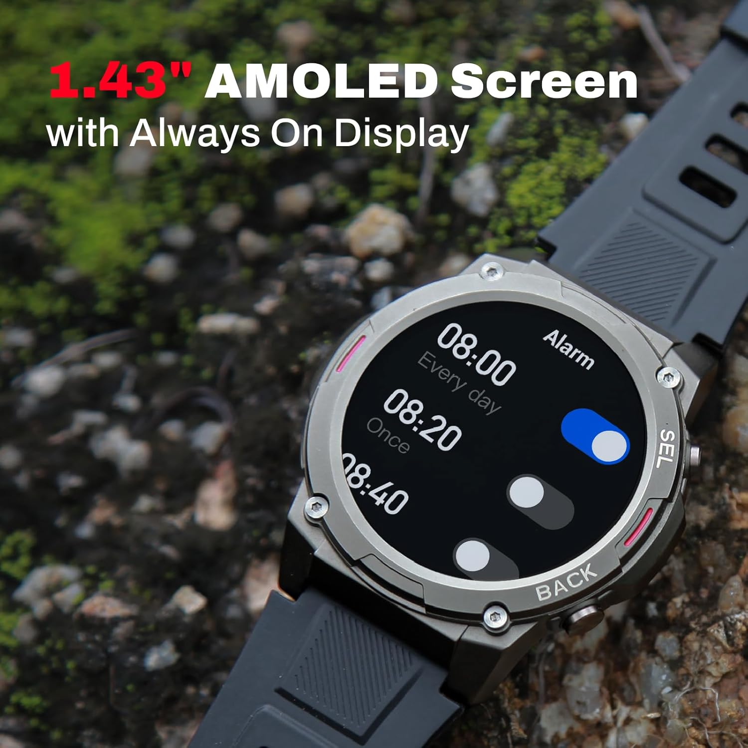 KACLUT Reloj inteligente, pantalla AMOLED de 1.43 pulgadas, batería de más de 70 días, más de 100 modos deportivos, reloj inteligente militar