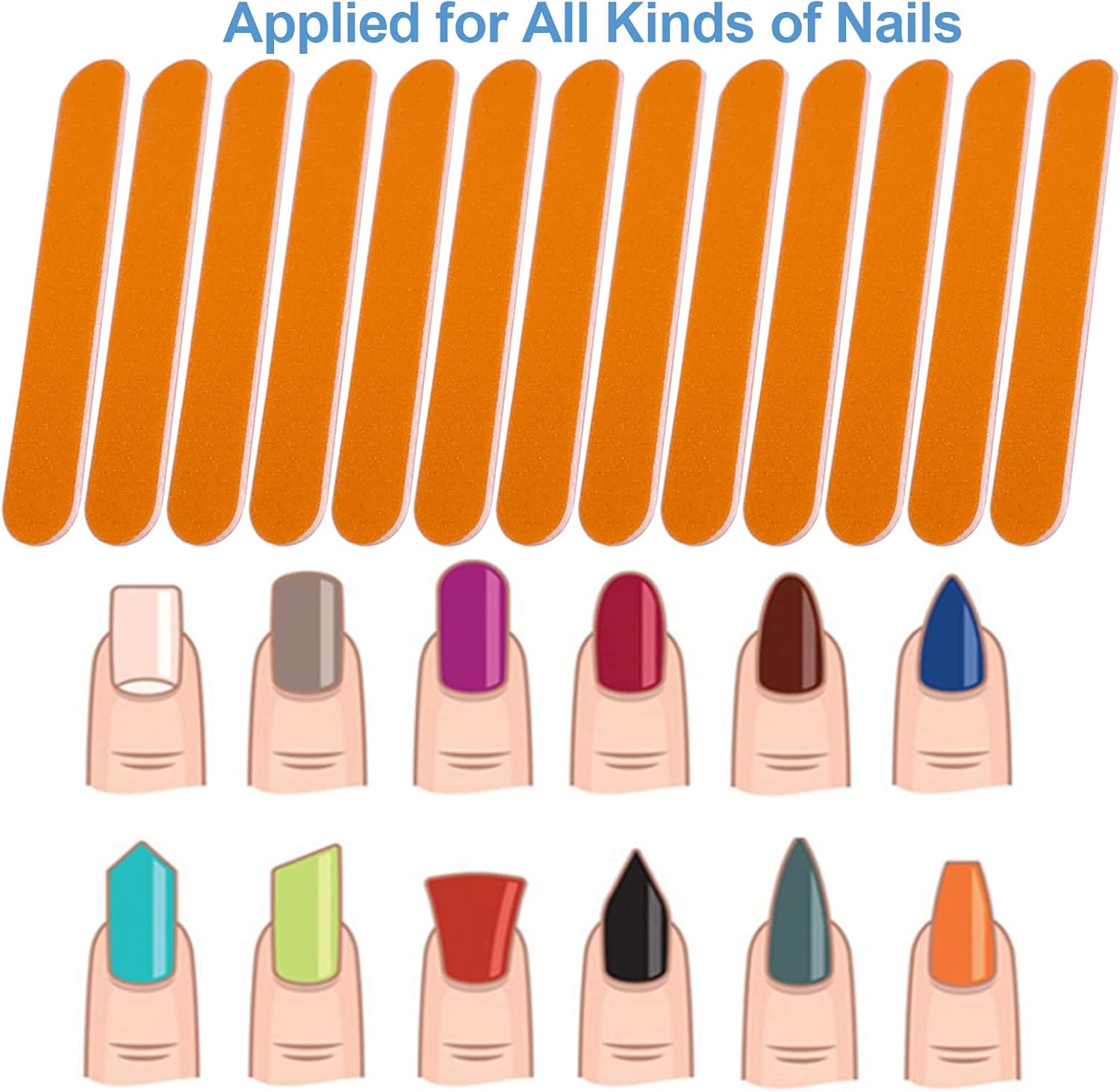 Mini limas de uñas a granel (100 unidades), lima de uñas de doble cara para uñas naturales, juego de herramientas de manicura, lima de uñas