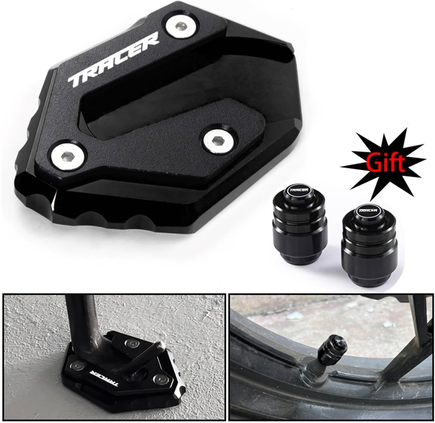Para Yamaha para Tracer 900 gt 700 gt Tracer 9gt 7gt MT-09 SP MT07 CNC Soporte lateral Ampliar extensión y válvula de neumático Tapa de aire Placa