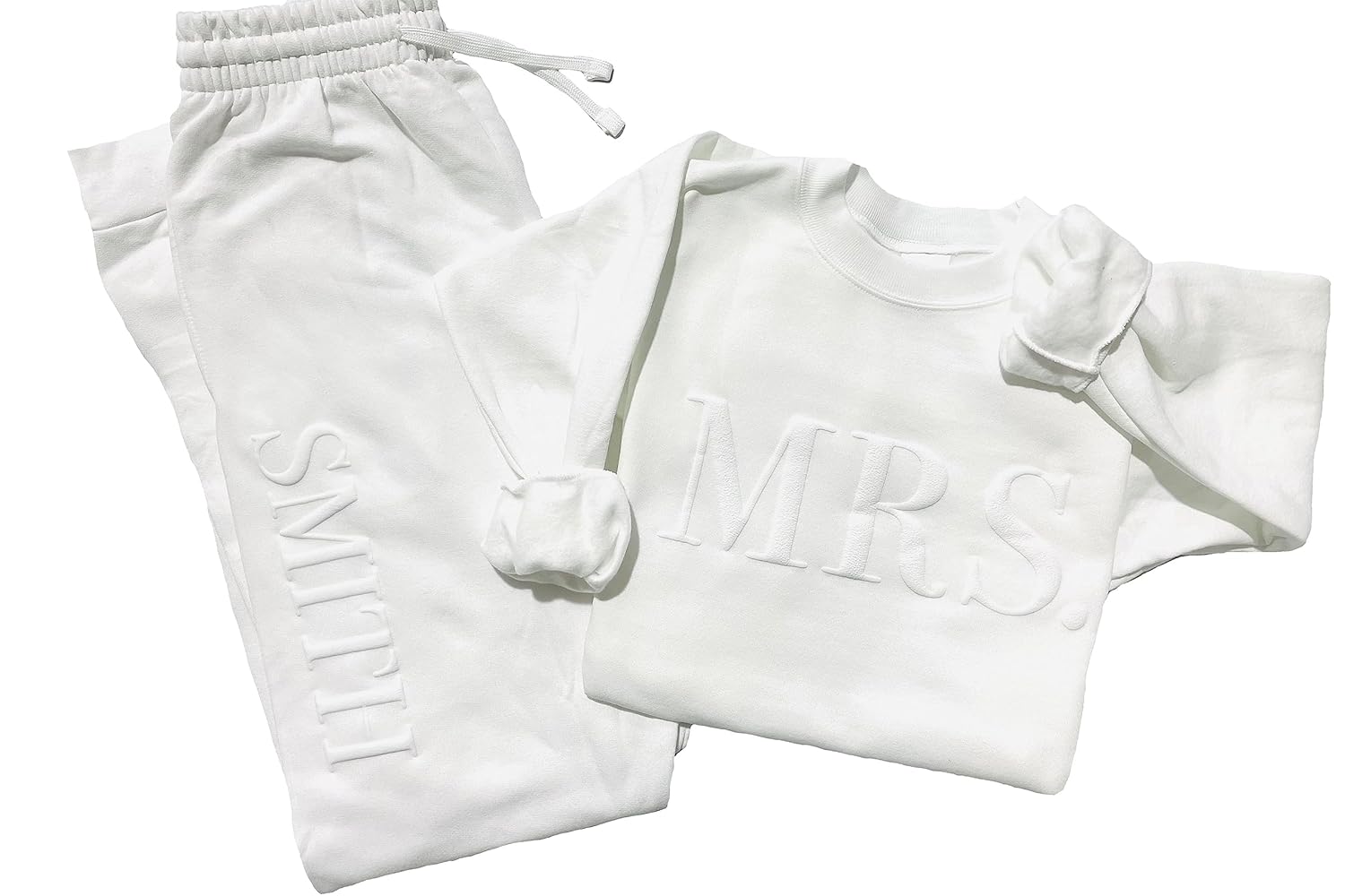 Up2ournecksinfabric – Peronalized Gift – Embossed Bridal Gift Set – Mrs. Sweatshirt – New Mrs. Set – Mrs. Sweatshirt – Bride Sweatpants – New Mrs. –