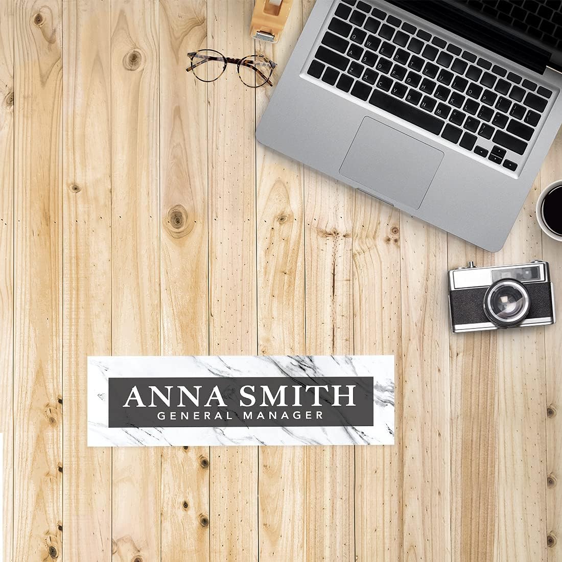 Andaz Press Placa de nombre para escritorio de oficina, diseño de mármol, placa de nombre personalizada de acrílico personalizada para el hogar,