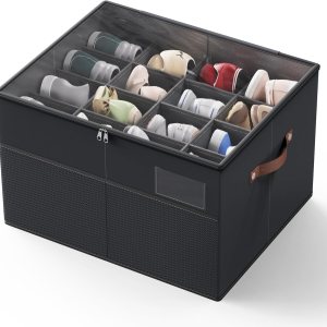 Gattlukd Organizador de zapatos para armario, se adapta a hasta 16 pares, contenedor de almacenamiento grande para zapatos con cubierta Gattlukd Organizador de zapatos para armario, se adapta a hasta 16 pares, contenedor de almacenamiento grande para zapatos con cubierta