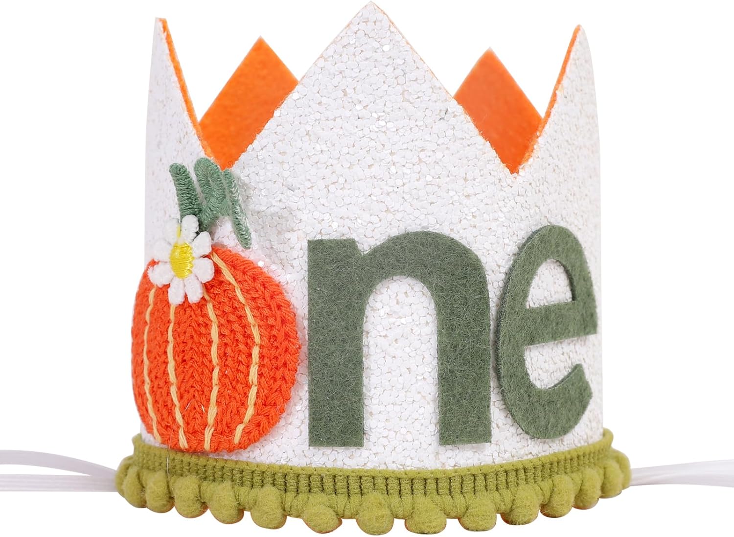 VAVAYAO Corona de primer cumpleaños de calabaza pequeña, corona de primer cumpleaños, corona de cumpleaños de calabaza floral, decoración de primer