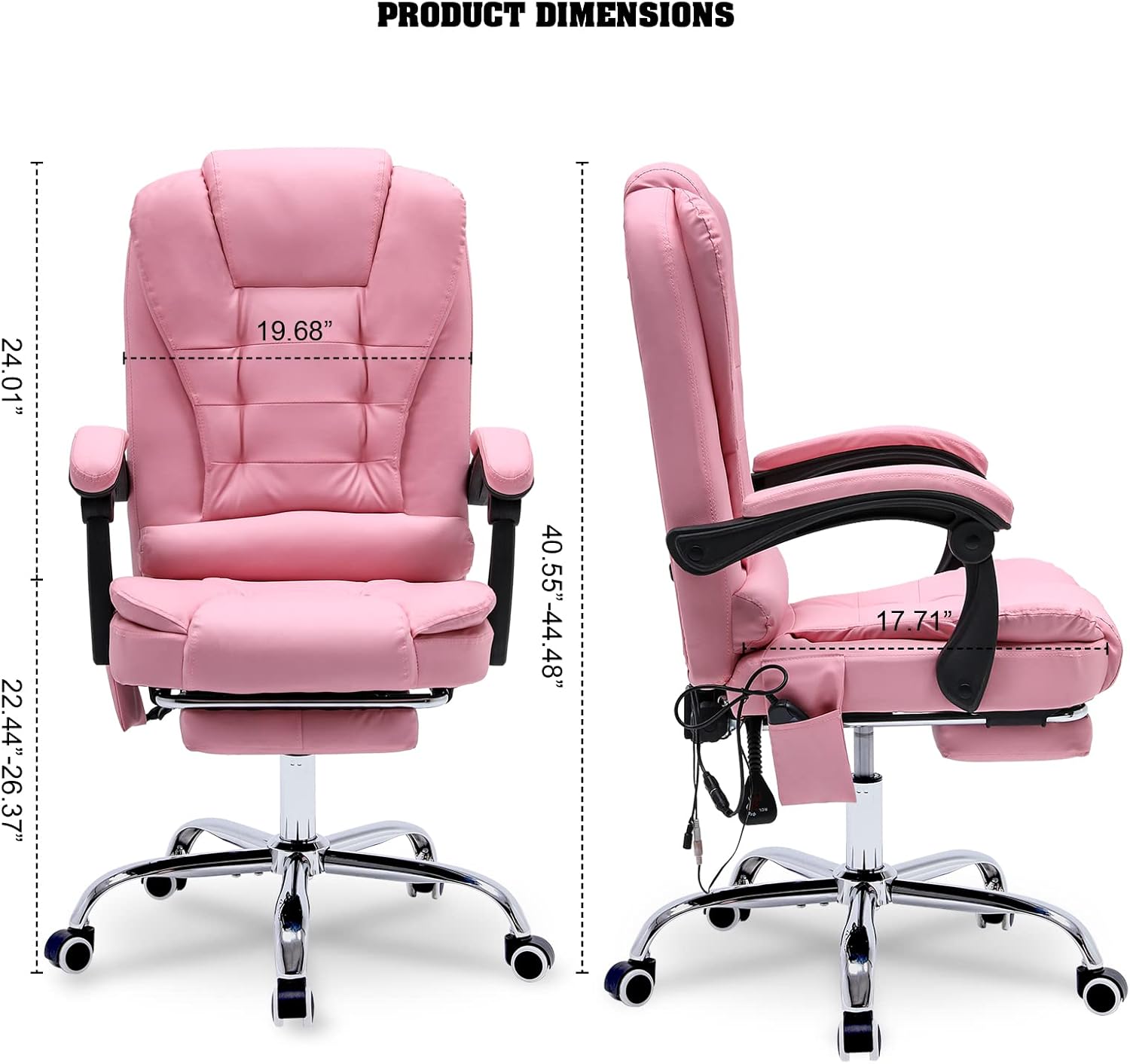 Silla de oficina de masaje, silla ejecutiva ergonómica para computadora con reposapiés, silla de oficina ejecutiva de piel sintética con reposabrazo