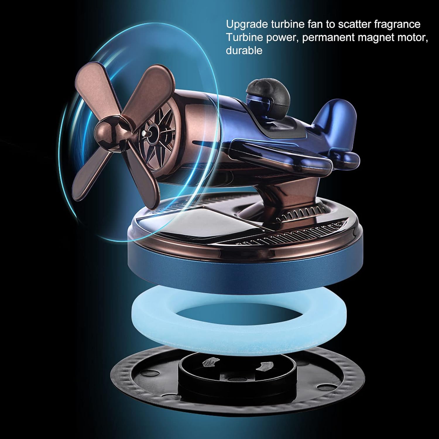 GLOGLOW Ambientador para automóvil, con forma de helicóptero, difusor solar de aromaterapia para automóvil, difusor solar de avión, para decoración