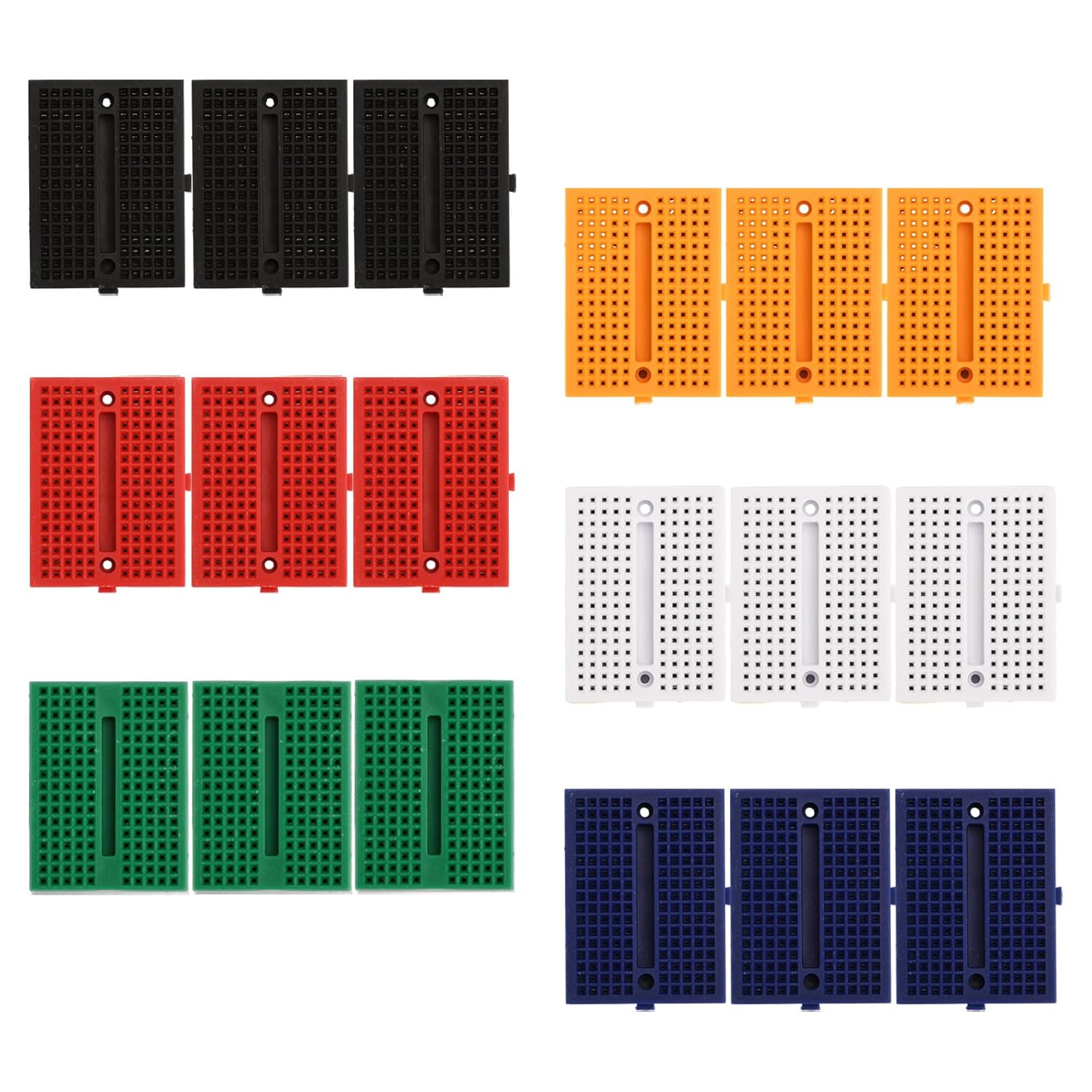 FORIOT 18pcs 170 agujeros colorido mini placa de pan sin soldadura para Arduino Proto Shield Distribución Bloque de conexión (cada color incluye 3