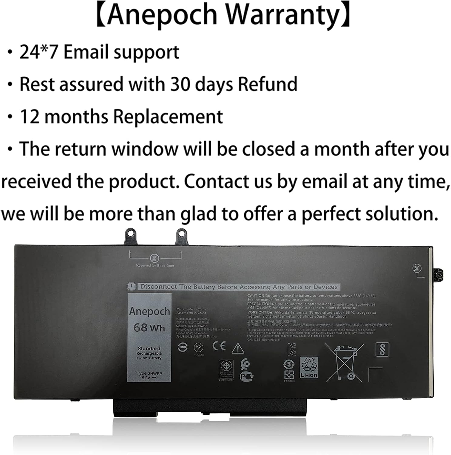 3HWPP – Batería de repuesto para laptop Dell Latitude 5401 5411 5501 5511 Precision 3541 3551 Series Notebook 03HWPP 10X1J N2NLL 1VY7F 01VY7F 15.2V