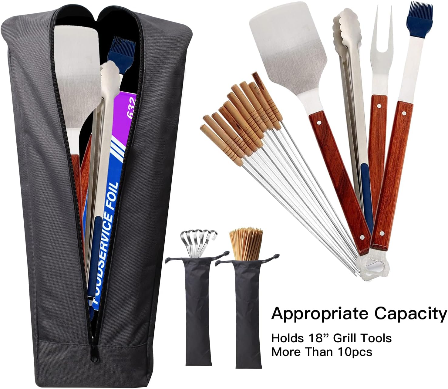 Bolsa de almacenamiento para parrilla, almacenamiento de utensilios de parrilla, 600D impermeable Oxford plegable para acampar y senderismo,