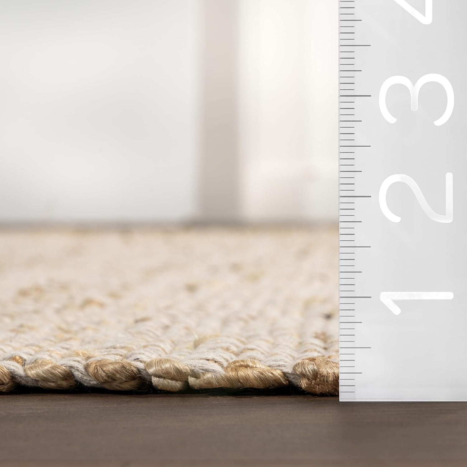 nuLOOM Alfombra redonda Elfriede de yute y algodón tejida a mano, 6 unidades, estilo rústico sólido, diseño tejido, fibra natural, para dormitorio,