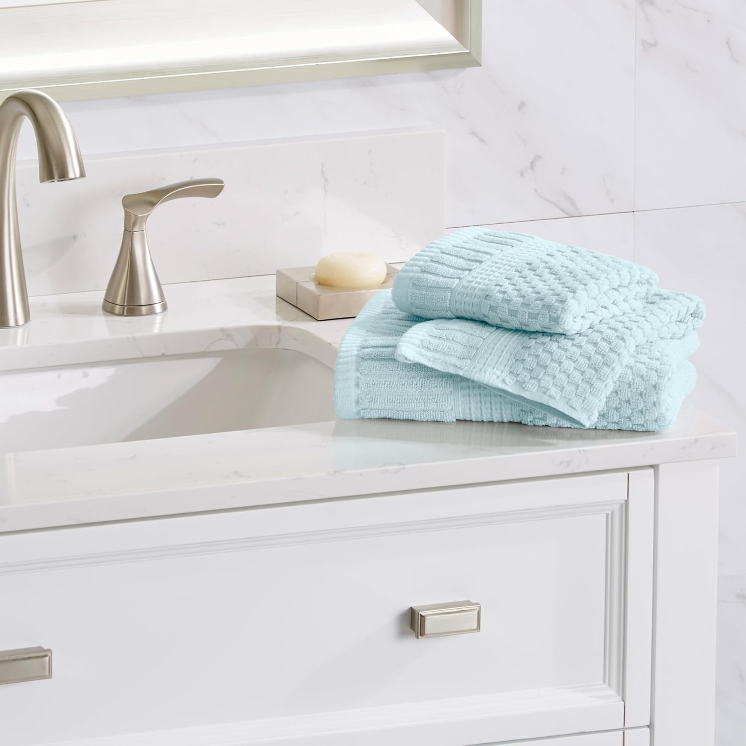 NY Loft Juego de 6 toallas 100% algodón, supersuaves y absorbentes, de secado rápido, 2 toallas de baño, 2 toallas de mano y 2 paños para la cara,