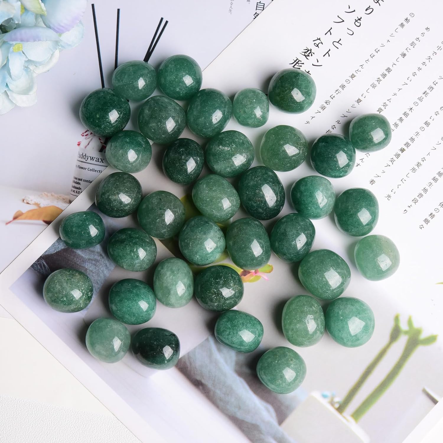Ainuosen Cristales curativos de fresa verde pulidos naturales de 1 libra, piedras curativas de 0.8 a 1 pulgada, rocas decorativas para plantas,