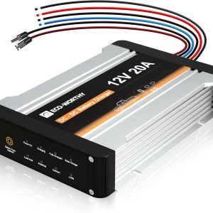 ECO-WORTHY Cargador de 12V 20A DC a DC con controlador de carga solar integrado, cargador de batería a bordo 2 en 1 con batería de litio MPPT ECO-WORTHY Cargador de 12V 20A DC a DC con controlador de carga solar integrado, cargador de batería a bordo 2 en 1 con batería de litio MPPT