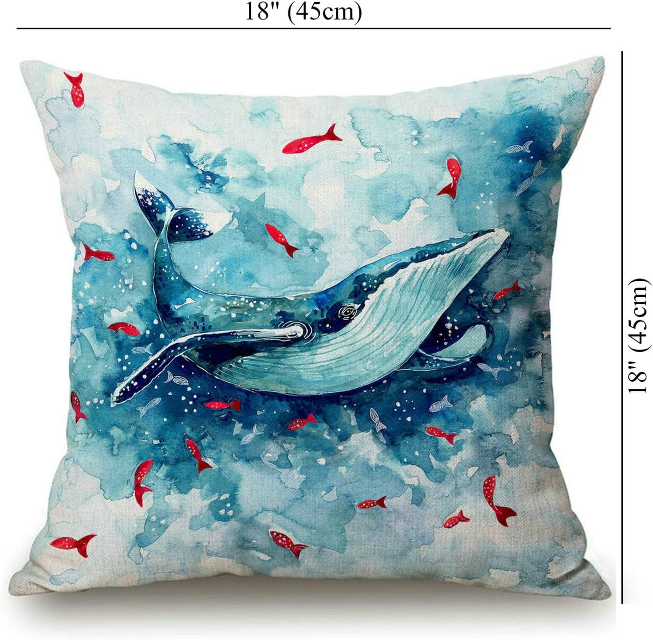 Funda de almohada para patio al aire libre, diseño de ballena en acuarela, decoración de granja, muebles exteriores, asiento oscilante, silla,