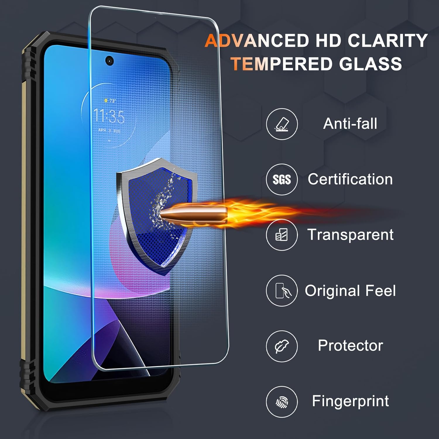 Funda para Motorola Moto G Play 2023, Moto G Power 2022Moto G Pure funda integrada para lente de cámara deslizante + protector de pantalla + soporte