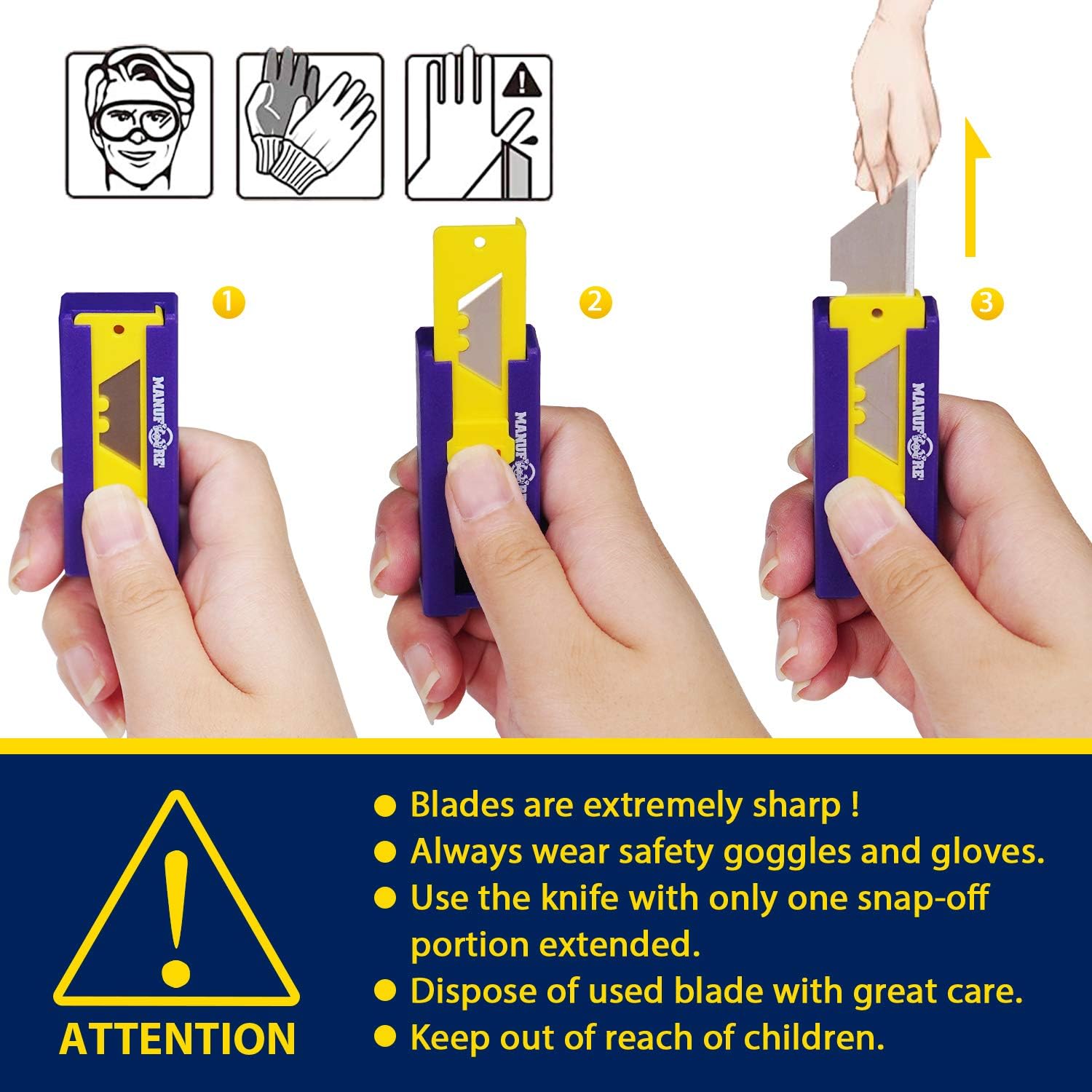 Cuchillas para cuchillos utilitarios dispensadores de cuchillas resistentes SK5 de acero 20 unidades