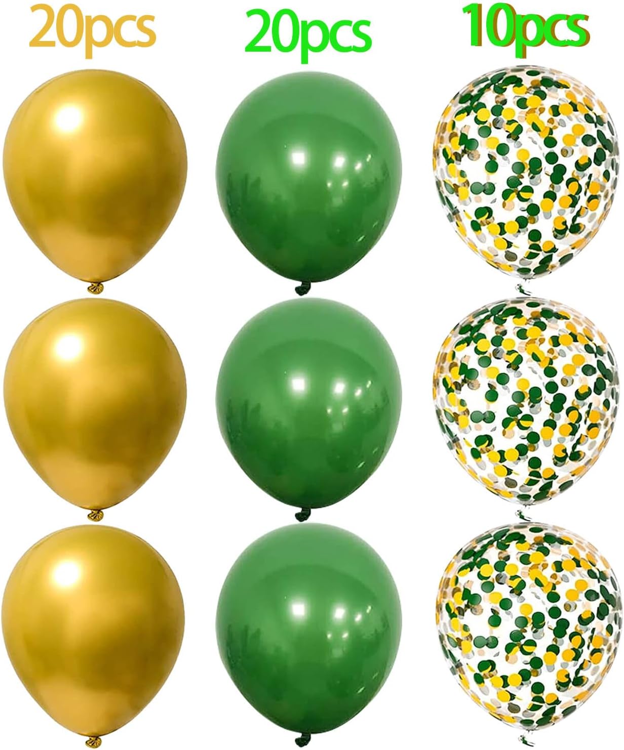 RZIKWT – 50 globos de confeti de oro verde de 12 pulgadas con globos metálicos de látex verde dorado para arco, boda, cumpleaños, baby shower,