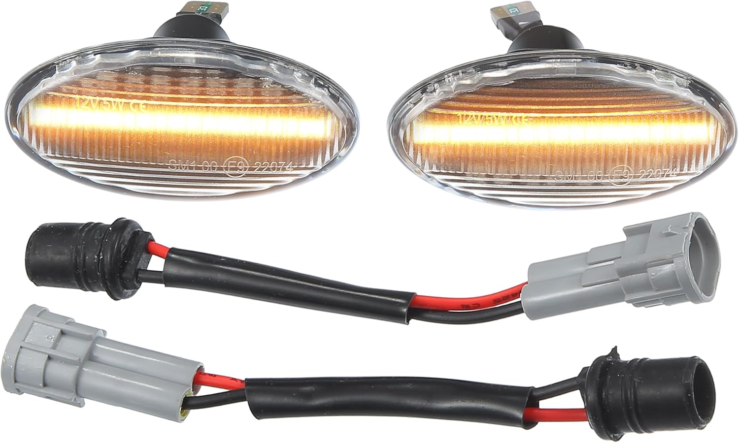 Luz LED de señal de giro de flujo secuencial GJ6A-51-120E para Mazda 3 2004-2009 lente transparente de plástico ámbar luz (juego de 2)