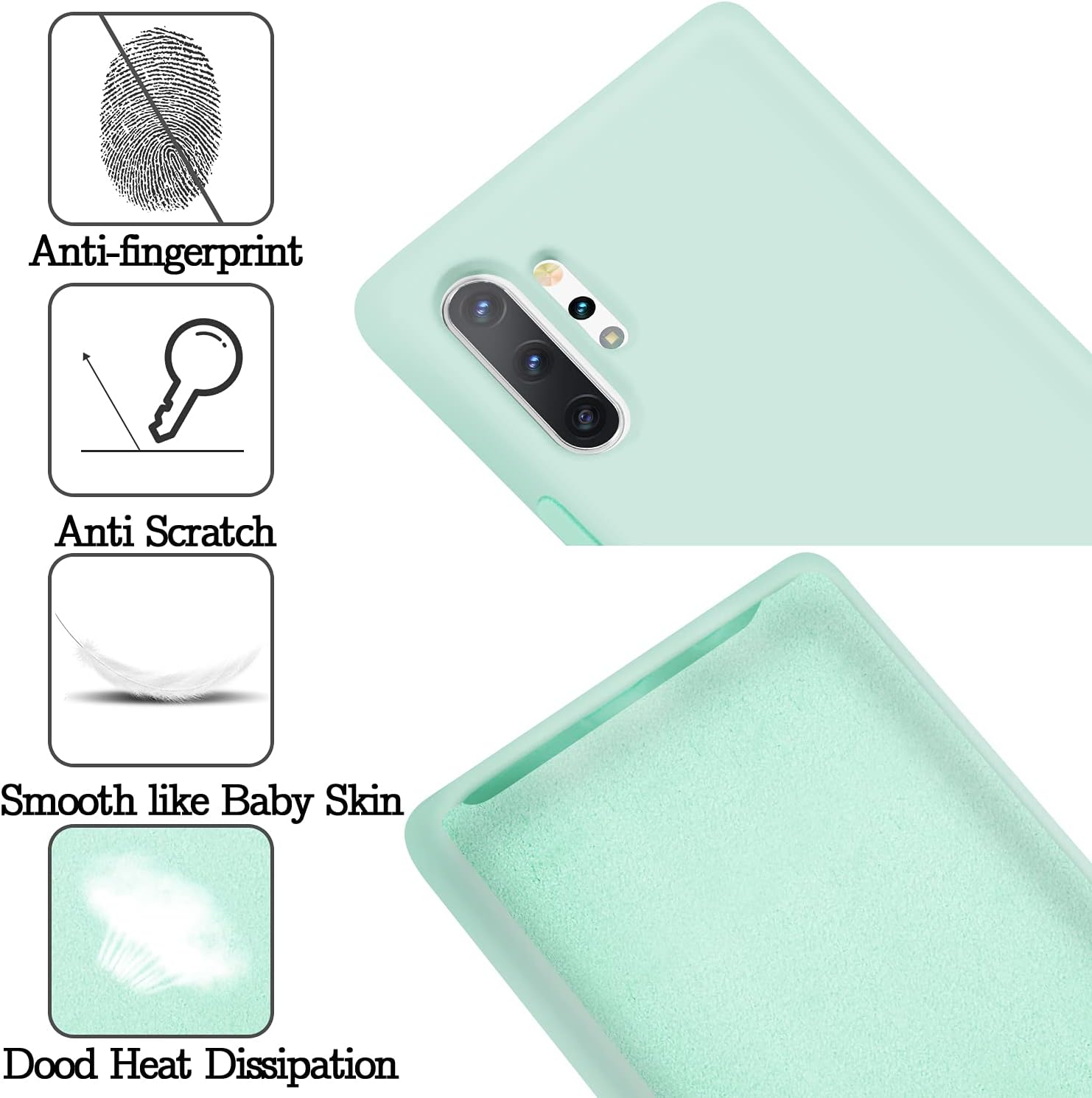 NUIMADL Funda de silicona líquida compatible con Samsung Galaxy Note 10 Plus, protección de cuerpo completo de goma de gel a prueba de golpes para