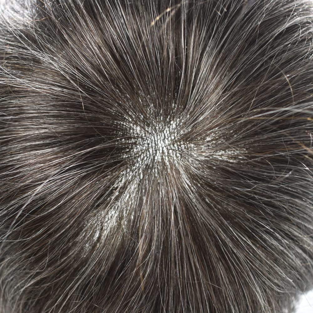 Toupee para hombres Sistema de reemplazo de cabello humano PU piel fina V-looped negro unidades de cabello masculino naturaleza para hombre Toupee