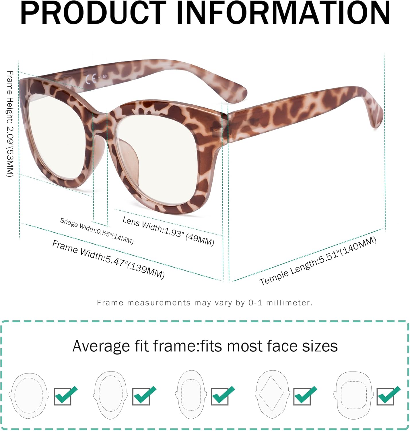 Eyekepper Lentes de lectura progresivos de gran tamaño para mujer, protección UV, multienfoque, lentes de lectura trifocales Noline – Marco
