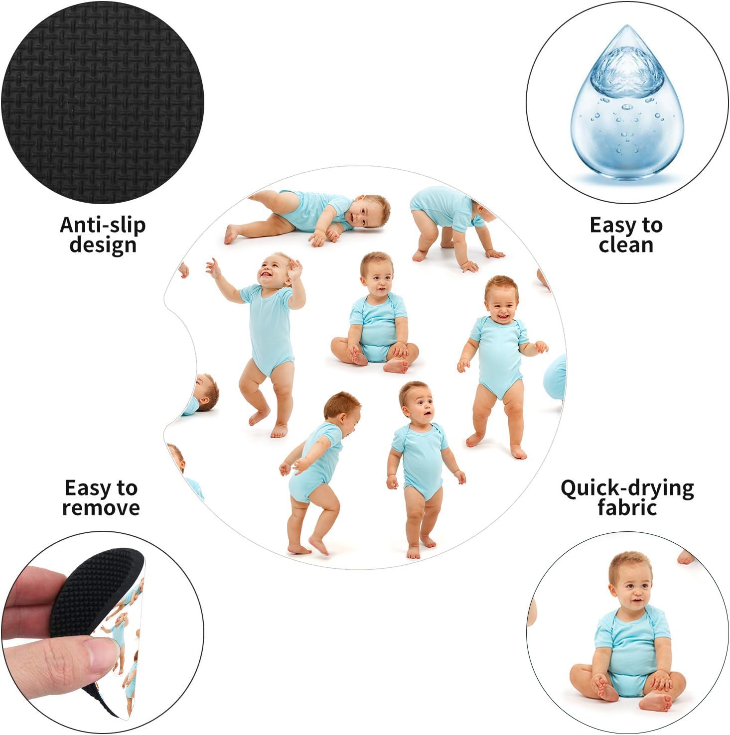 2 posavasos personalizados para automóvil, con foto personalizada, texto con imagen, accesorios para vehículos, posavasos de goma con muesca para