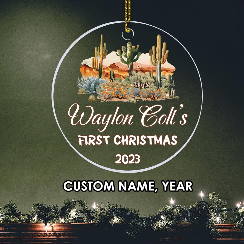 Adornos personalizados de primera Navidad para bebés 2023, adorno del desierto de cactus, adorno de la primera Navidad del bebé, adornos