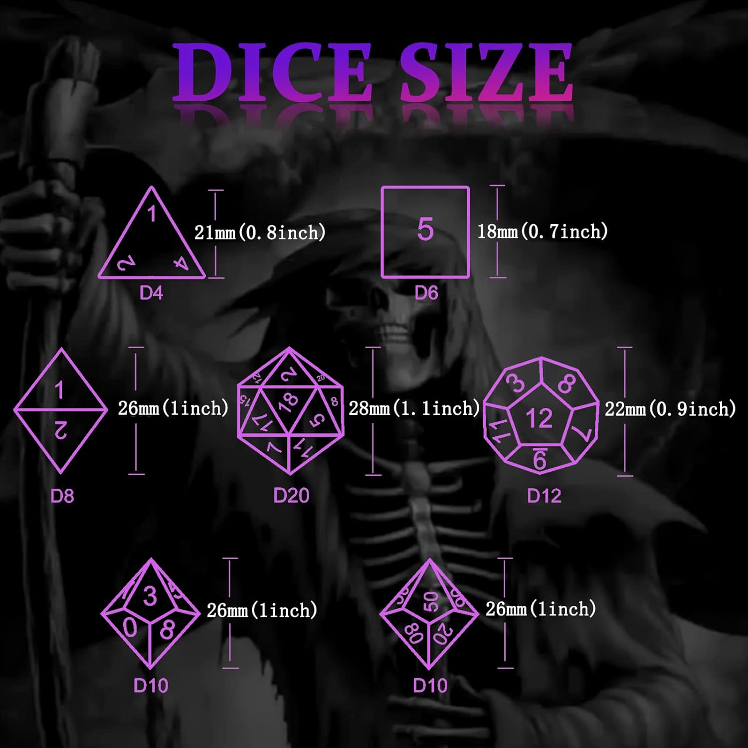 DND – Juego de dados poliédricos para Dungeons and Dragons, juego de rol de metal, dados D&D, dados HNCCESG huecos de la parca, dados D y D para