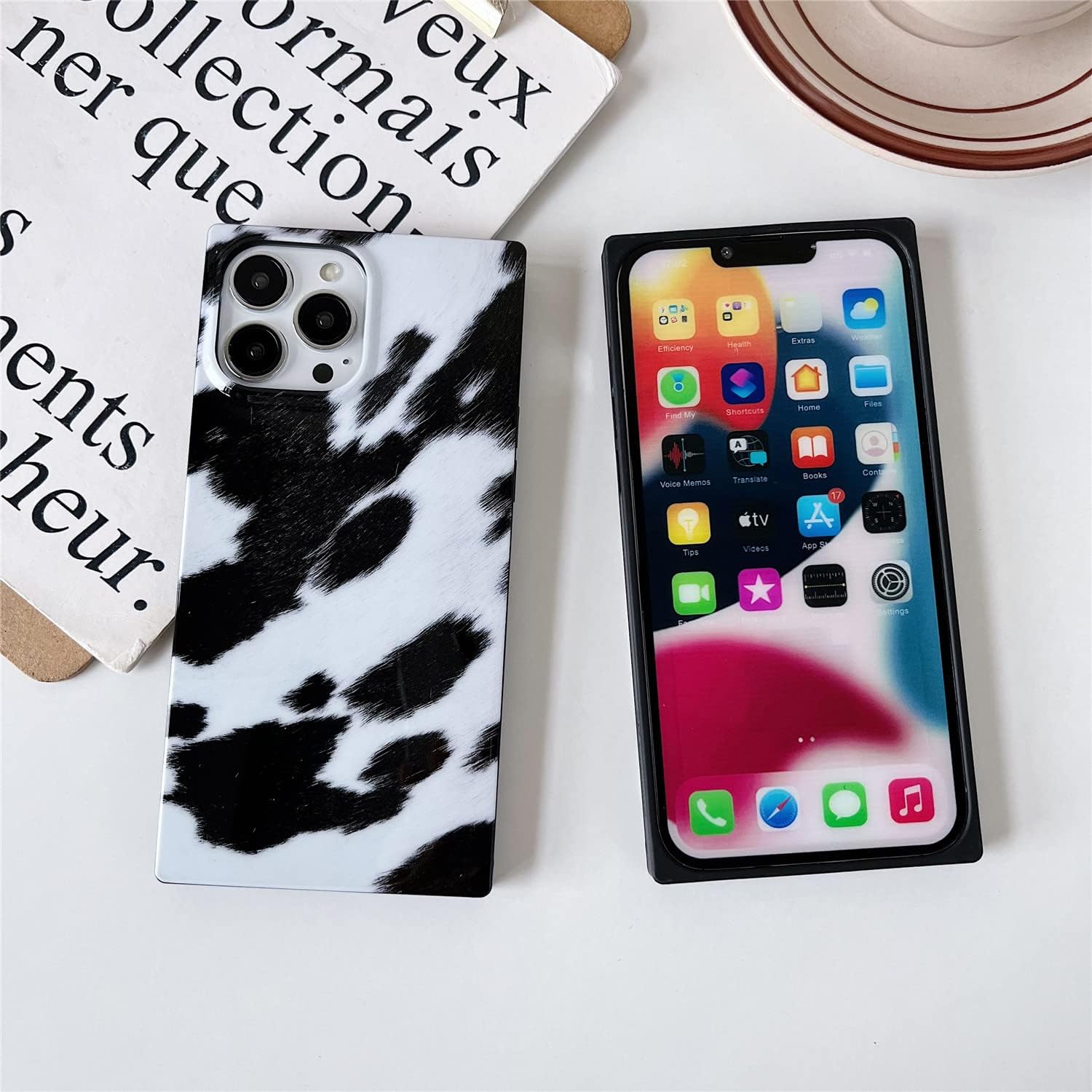 Cocomii Funda cuadrada diseñada para iPhone 13 Pro Max, compatible con MagSafe, delgada, brillante, bronceado y blanco, estampado animal de moda,