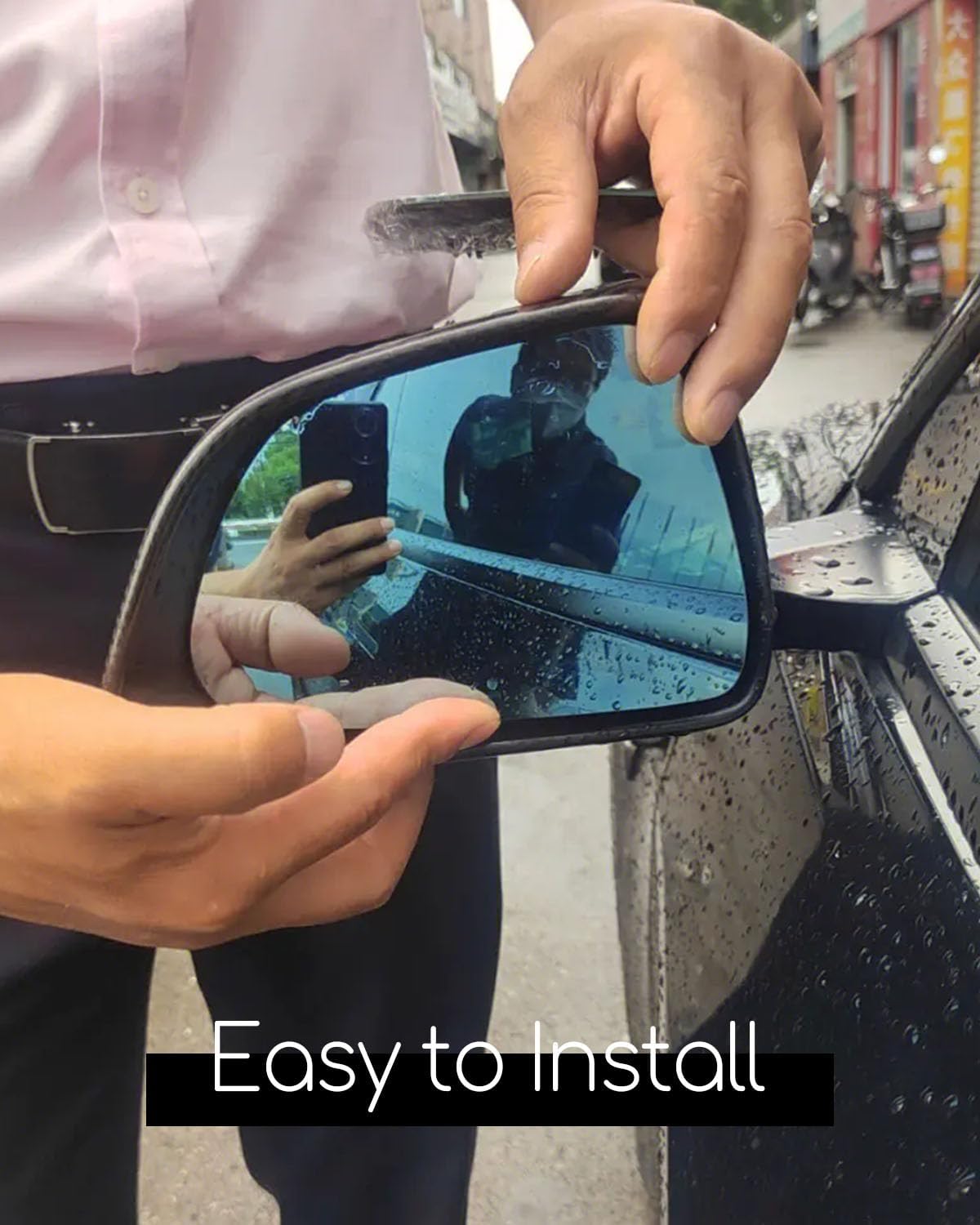 Espejo lateral azul antirreflejos para Tesla Model 3 2017-2023, espejo lateral de desempañamiento térmico de gran angular con placa trasera, 1 par