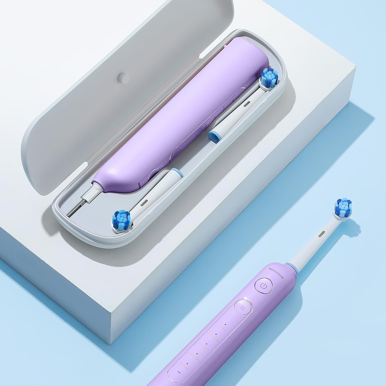Bitvae Paquete de cepillos de dientes eléctricos ultrasónicos y giratorios para adultos y niños, cepillos de dientes recargables sónicos aceptados