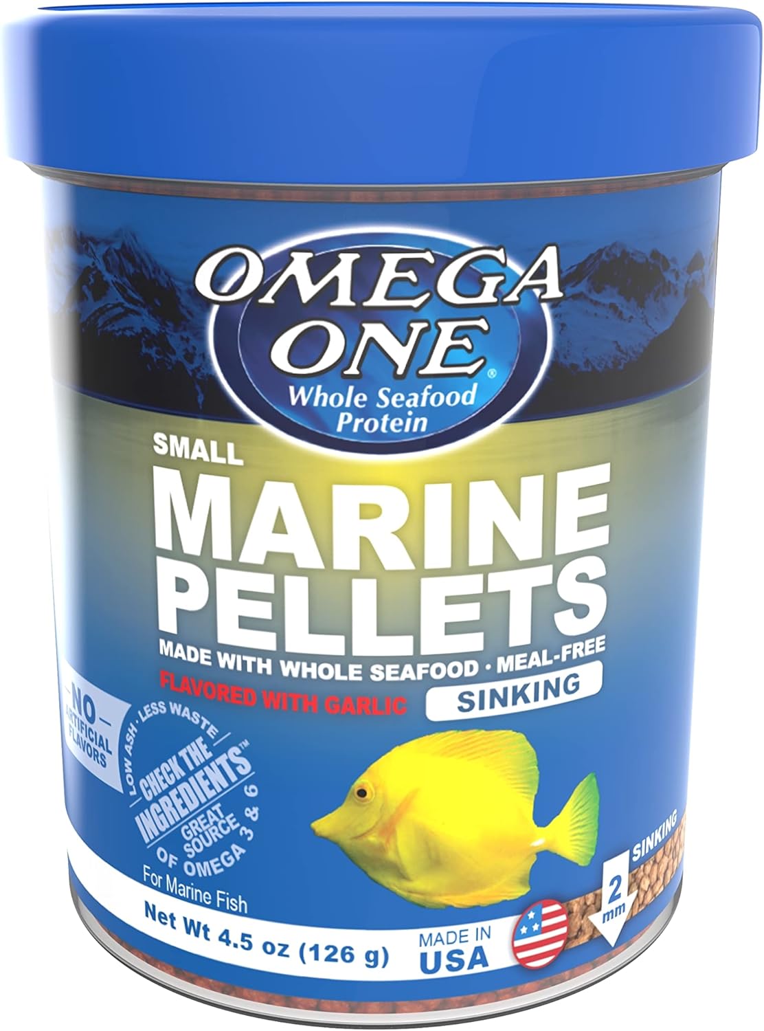 Omega One Gránulos pequeños de hundimiento Garlic Marine, 4.5 oz.