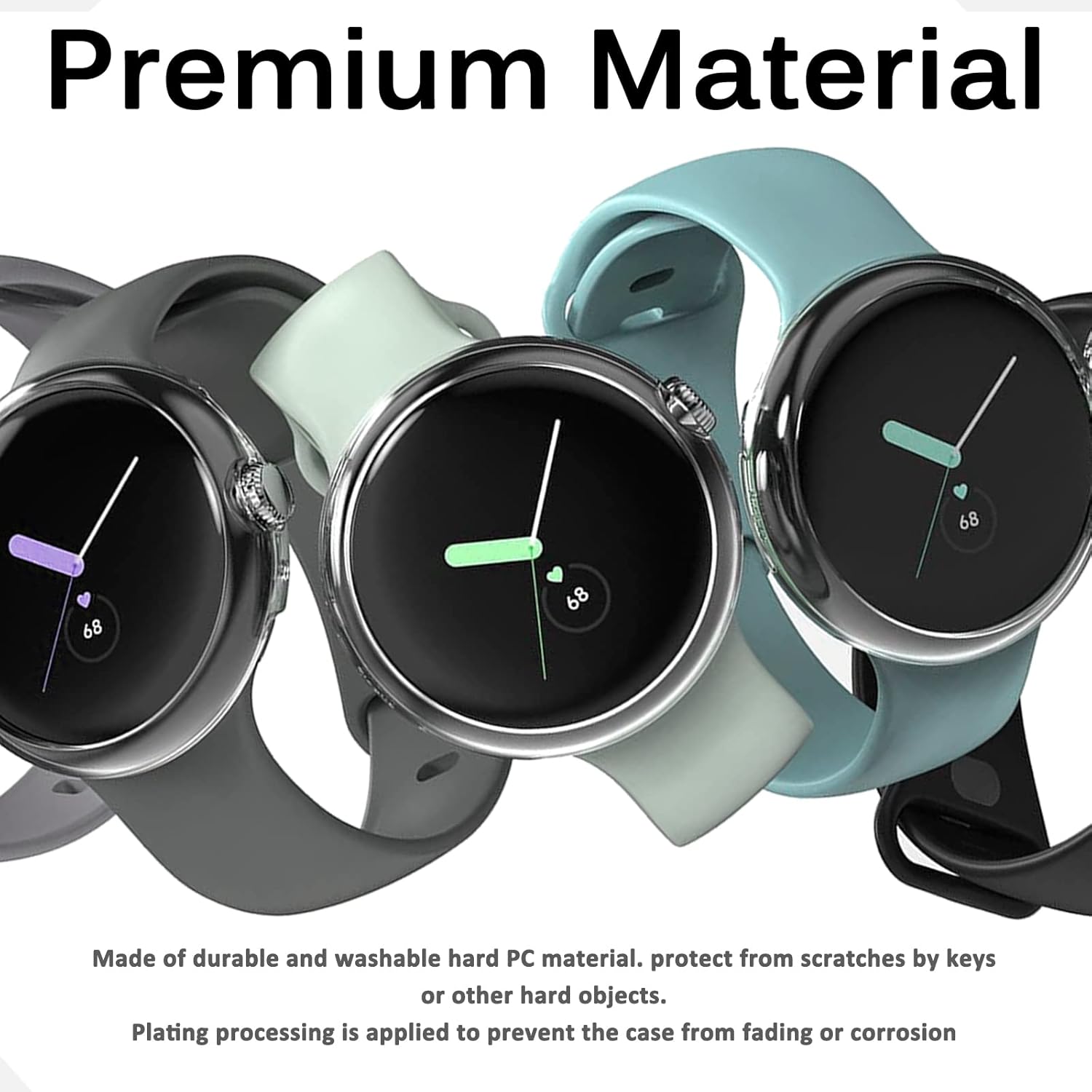 Miimall – Carcasa protectora para Pixel Watch (2 unidades) de policarbonato duro (sin protector de pantalla), ultrafina, ligera, a prueba de golpes,