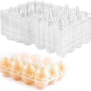 Paquete de 60 cartones de huevos de plástico a granel, 1 docena de cartones de huevos vacíos transparentes para huevos de gallina, cartón de huevos Paquete de 60 cartones de huevos de plástico a granel, 1 docena de cartones de huevos vacíos transparentes para huevos de gallina, cartón de huevos
