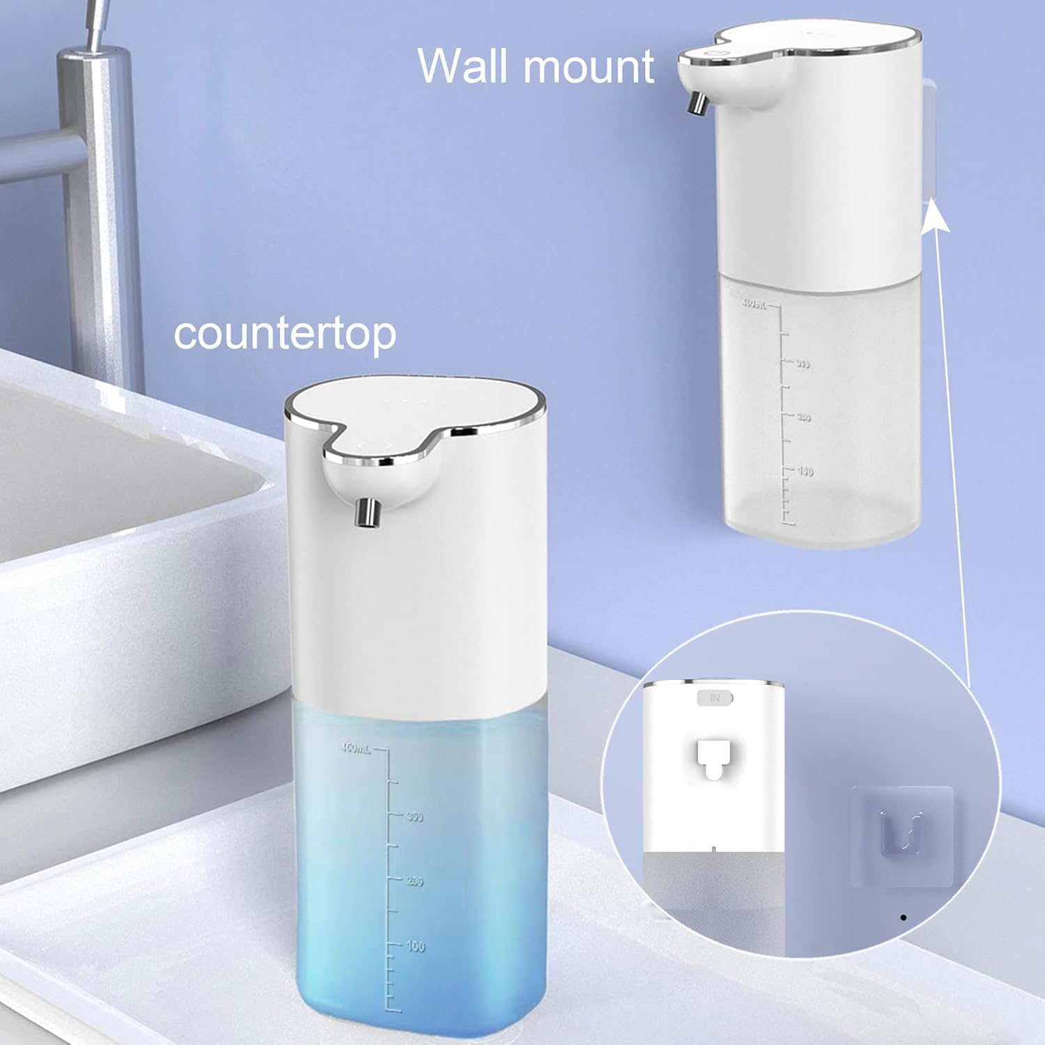 Dispensador automático de jabón espumoso para baño, montaje en pared, manos libres de contacto, dispensador automático de jabón para platos para
