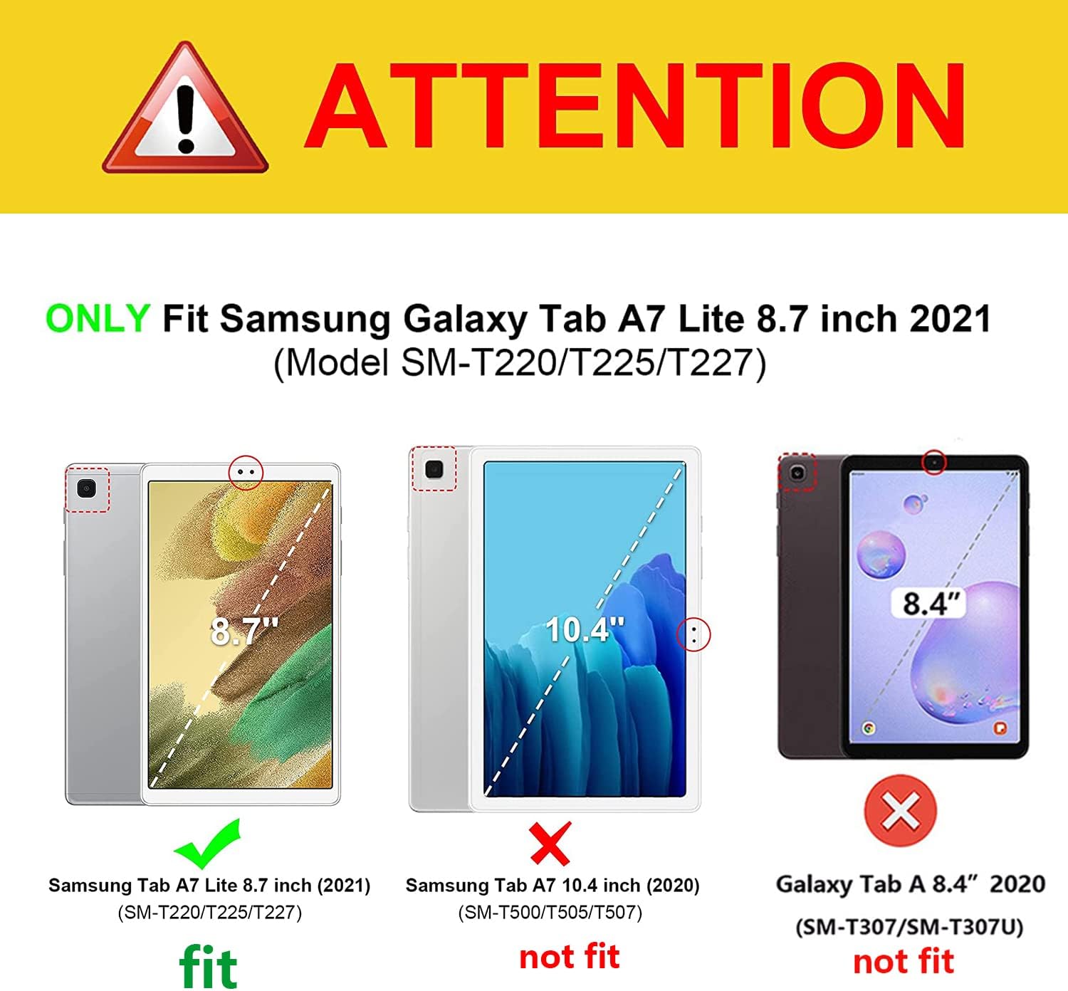 Funda transparente para Samsung Galaxy Tab A7 Lite de 8.7 pulgadas, modelo 2021 (SM-T220T225T227), esquinas a prueba de golpes, protección contra