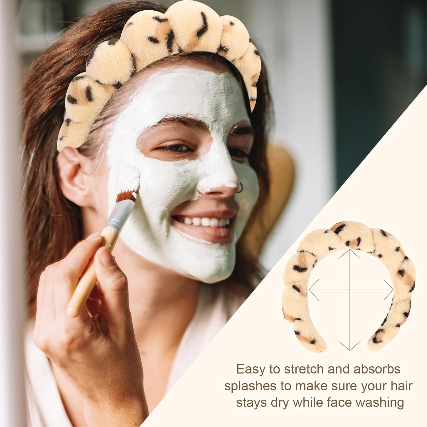 Paquete de 3 diademas de spa para lavar la cara, diademas para el cuidado de la piel, diadema de maquillaje, diadema de esponja para lavar la cara,