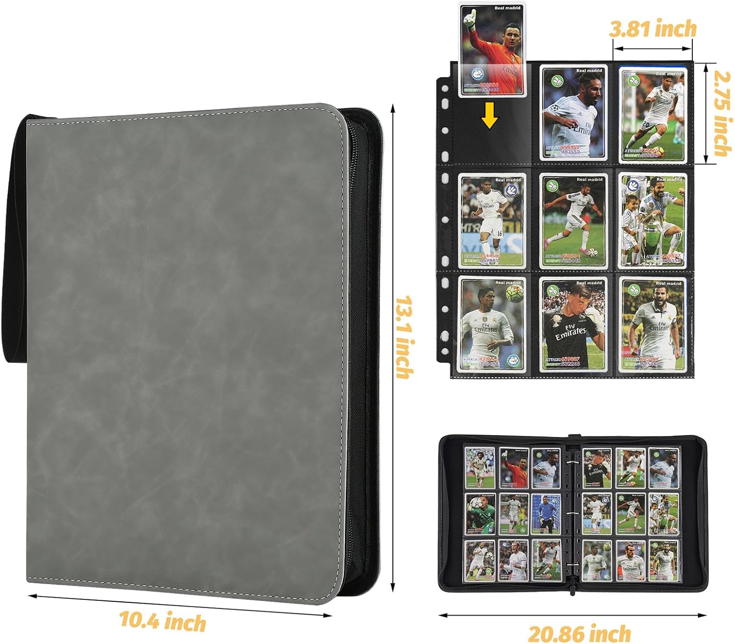 GERMUN Carpeta de 9 bolsillos para tarjetas, carpeta de tarjetas coleccionables con cremallera premium, 720 carpetas de colección de tarjetas de