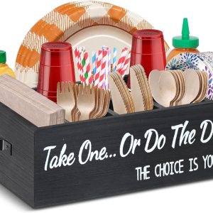 Soporte para platos de papel para encimera de cocina, organizador de utensilios de madera, para platos, tazas, tenedores, cuchillos, cuchara, Soporte para platos de papel para encimera de cocina, organizador de utensilios de madera, para platos, tazas, tenedores, cuchillos, cuchara,