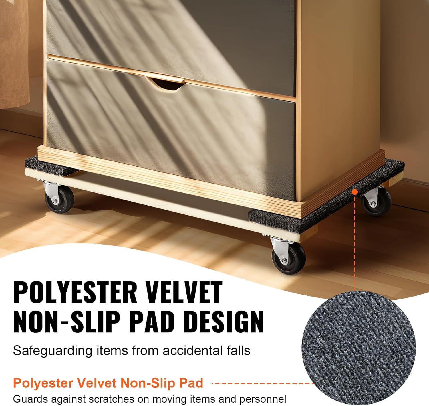Carrito móvil para muebles de madera dura, 30 pulgadas x 18 pulgadas. Ruedas giratorias de 4 x 3 PP, carrito móvil de madera resistente, carrito