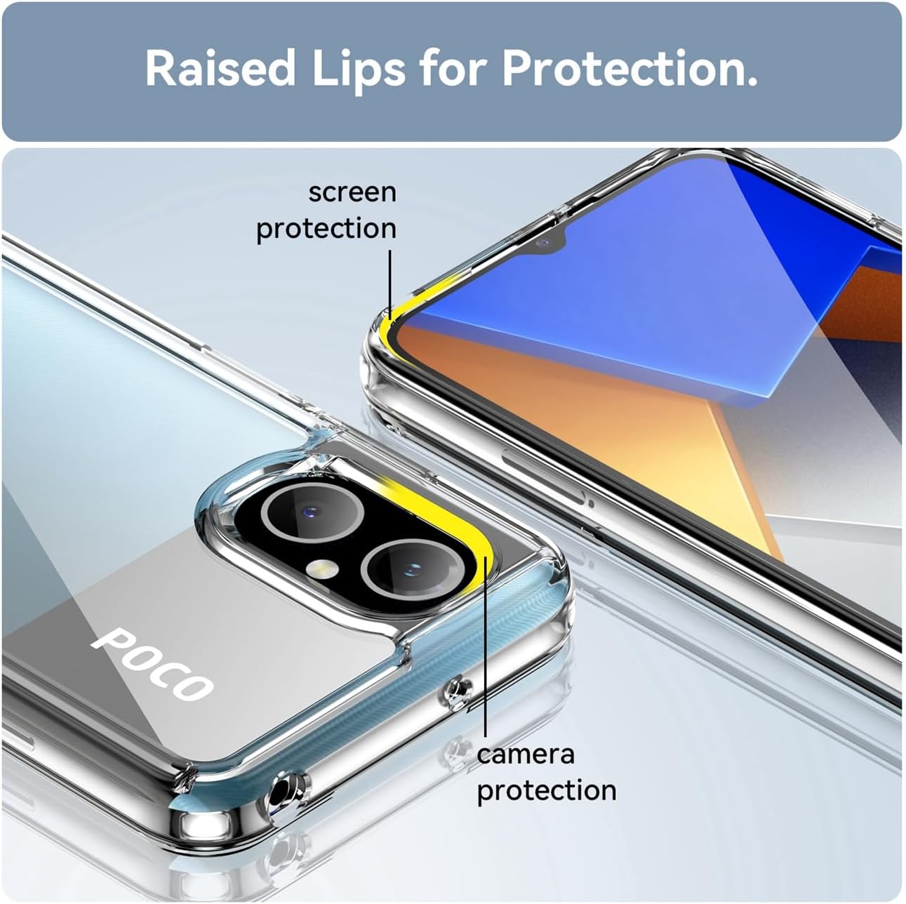 GTBDEKI Funda transparente para Poco M5 4G, Poco M4 5G 22071219CG funda con protector de pantalla, antiarañazos, a prueba de golpes, de