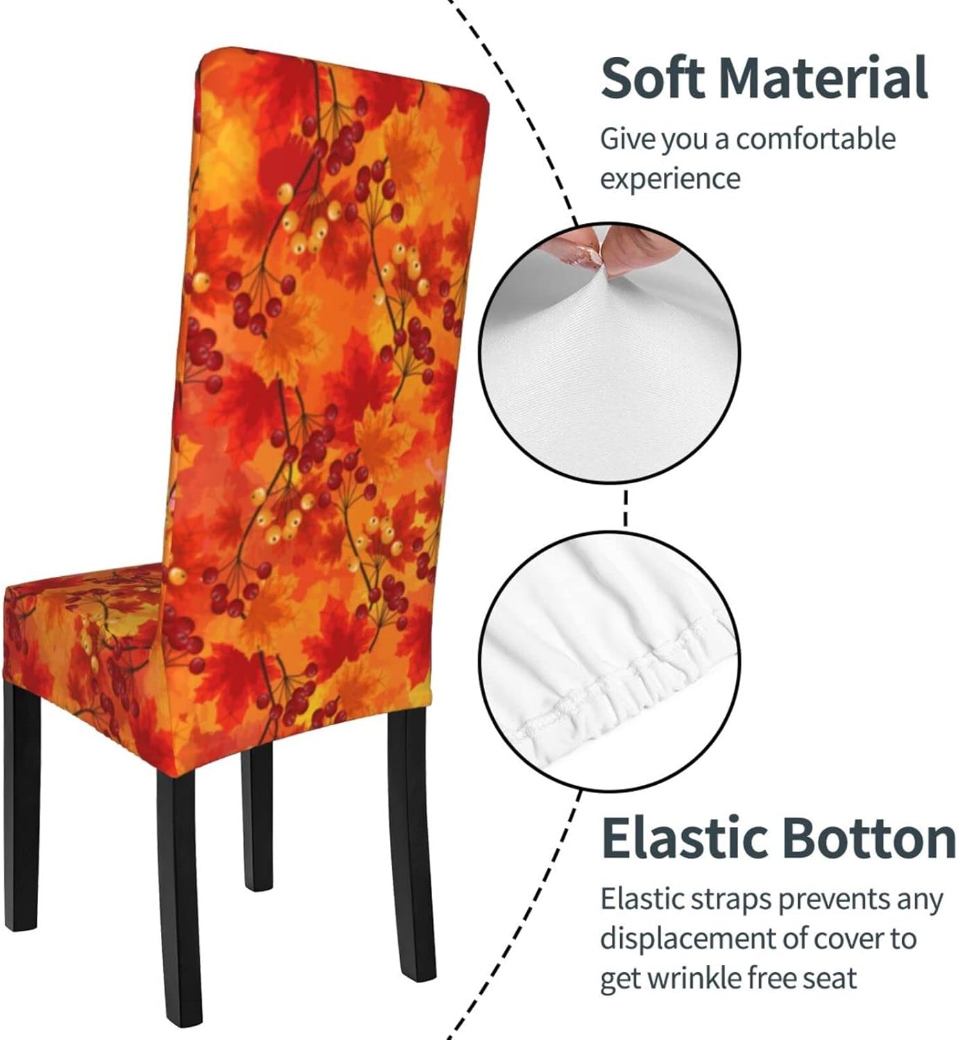 Funda para silla de comedor con hojas de otoño para decoración del hogar, cocina, oficina, sala de estar, 1 paquete extraíble y lavable