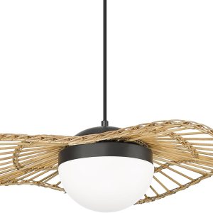 HWH – Lámpara colgante de ratán LED, lámpara colgante de bambú de 20 pulgadas, iluminación costera tejida a mano, sombrero de paja, jaula de paja, HWH – Lámpara colgante de ratán LED, lámpara colgante de bambú de 20 pulgadas, iluminación costera tejida a mano, sombrero de paja, jaula de paja,