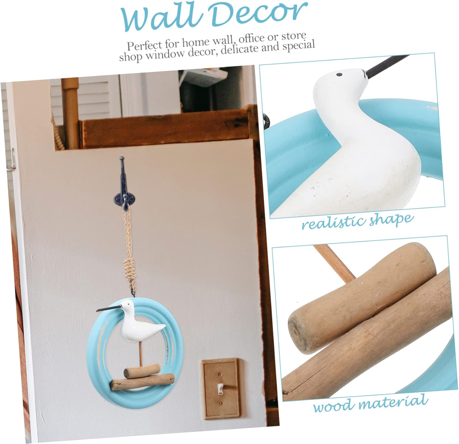 Abaodam 2pcs Seabird Pendant Home Décor Wall Sticker Decor Nautical Bird Wall Sculpture Hanging Seagull Wall Decor Coastal Wall Decorations Coastal