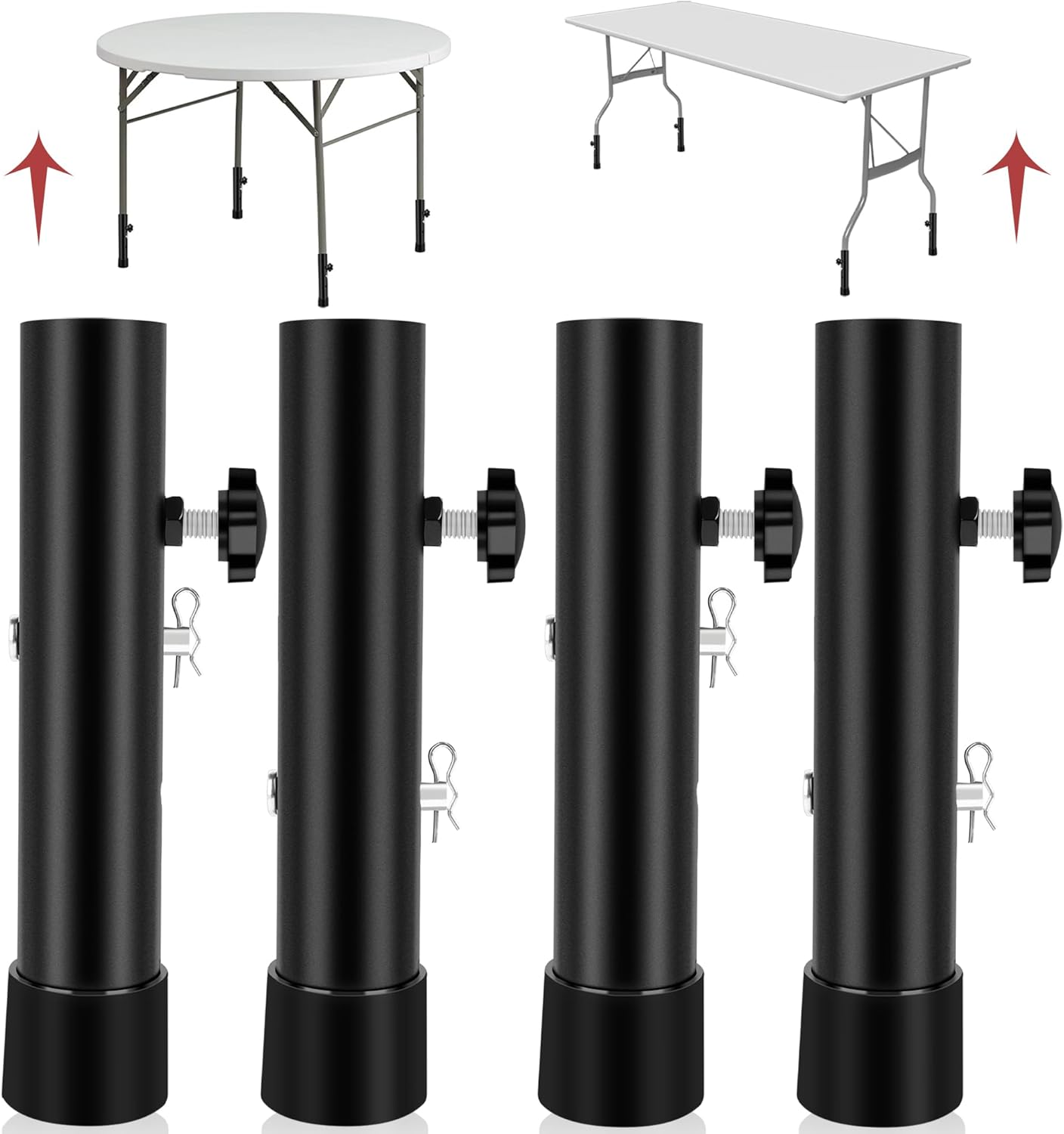 Paquete de 4 extensores plegables de patas de mesa, elevadores de patas de mesa plegables de acero altamente duraderos, extensiones de patas de mesa