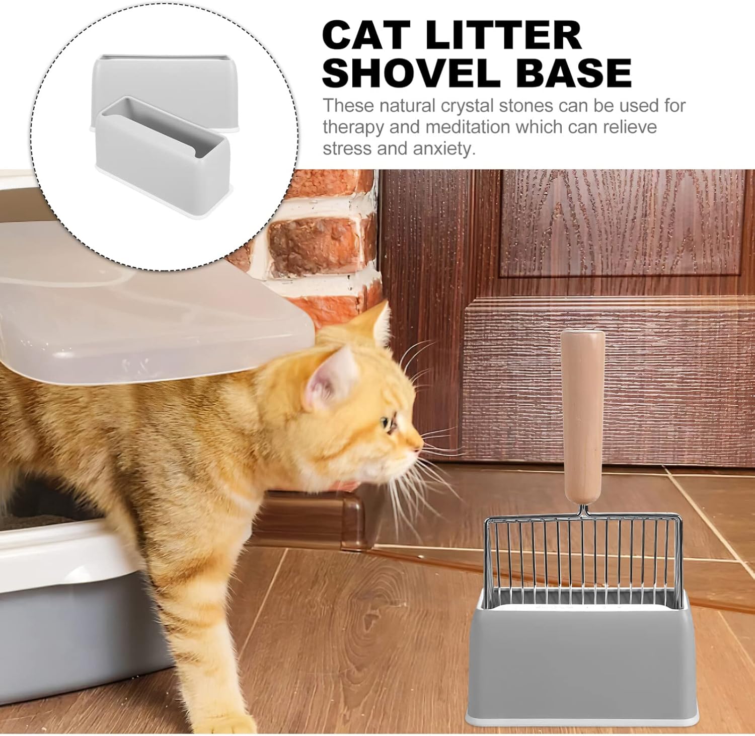 Alipis Caja de almacenamiento de pala de arena para gatos, caja de almacenamiento de pala de arena para mascotas, accesorios de caja de arena, 2