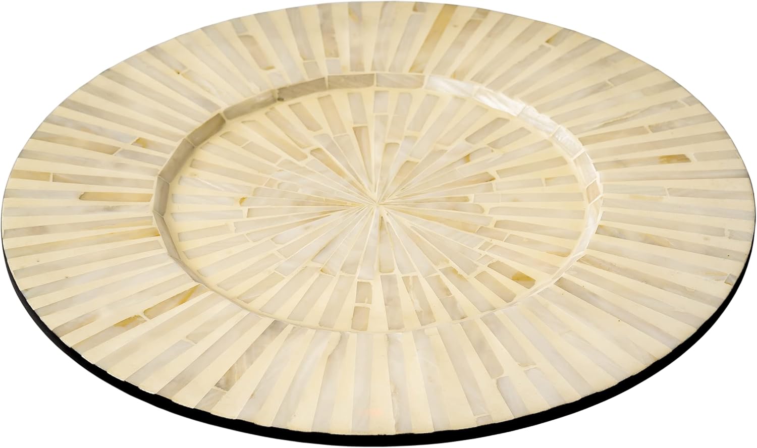 Artera Charger – Juego de 2 platos decorativos de madreperla para exhibición, cargadores de madera para platos llanos