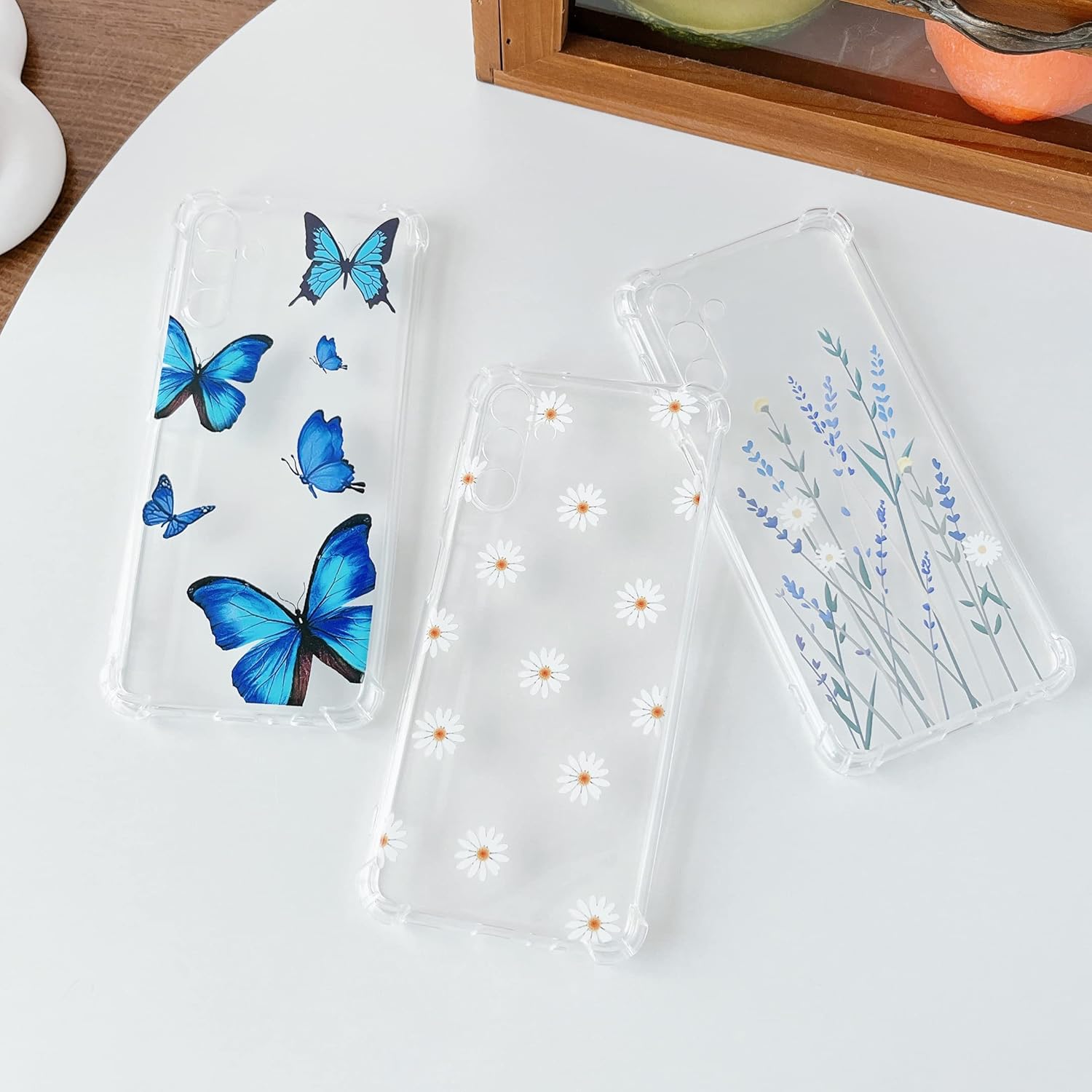 ZTOFERA Funda transparente para Samsung Galaxy A14 5G, bonito patrón de flores para mujeres y niñas, funda protectora a prueba de golpes, delgada,