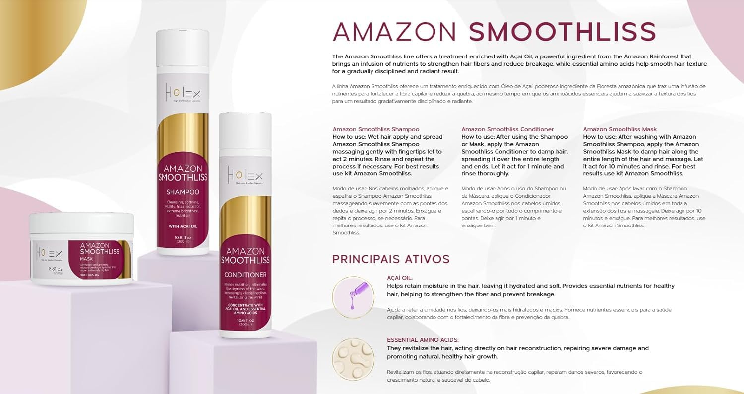Acondicionador Tienda Smoothliss – Fabricado con aceite de acai y aminoácidos esenciales, limpieza, suavidad, vitalidad, reducción del
